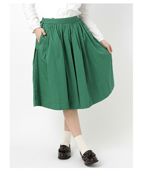 ehka sopo（エヘカソポ）の「ミディ丈ギャザースカート（スカート・レディース・オフホワイト/キャメル/グリーン/ブルー・M）」の5枚目の写真