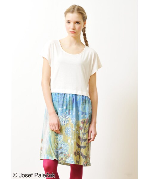 Design Tshirts Store graniph（デザイン　ティーシャツ　ストア　グラニフ）の「森 (ヨゼフ パレチェク レイヤード ショート スリーブ ワンピース)（ワンピース/ドレス・レディース・Off White・Ladies F）」の9枚目の写真