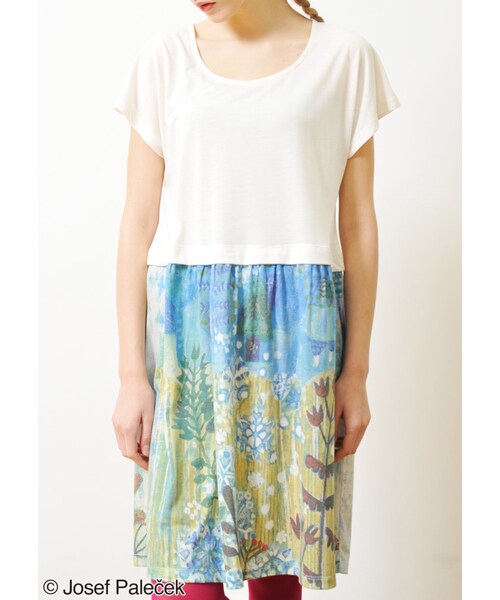Design Tshirts Store graniph（デザイン　ティーシャツ　ストア　グラニフ）の「森 (ヨゼフ パレチェク レイヤード ショート スリーブ ワンピース)（ワンピース/ドレス・レディース・Off White・Ladies F）」の4枚目の写真