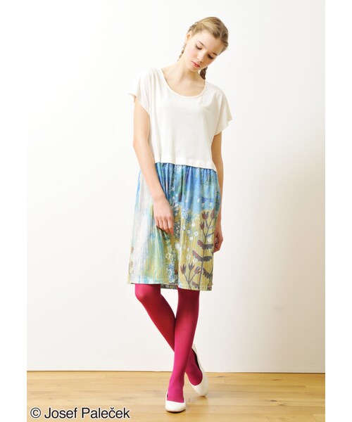 Design Tshirts Store graniph（デザイン　ティーシャツ　ストア　グラニフ）の「森 (ヨゼフ パレチェク レイヤード ショート スリーブ ワンピース)（ワンピース/ドレス・レディース・Off White・Ladies F）」の8枚目の写真