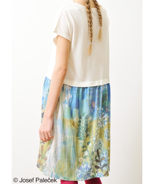 Design Tshirts Store graniph（デザイン　ティーシャツ　ストア　グラニフ）の「森 (ヨゼフ パレチェク レイヤード ショート スリーブ ワンピース)（ワンピース/ドレス・レディース・Off White・Ladies F）」の5枚目の写真