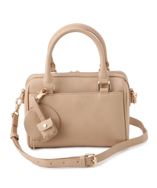 VIS（ビス）の「【2WAY】ポーチ付きニボストンバッグ（バッグ・レディース・ブラック/オフホワイト/ベージュ/グリーン/ネイビー/レッド・M）」の3枚目の写真