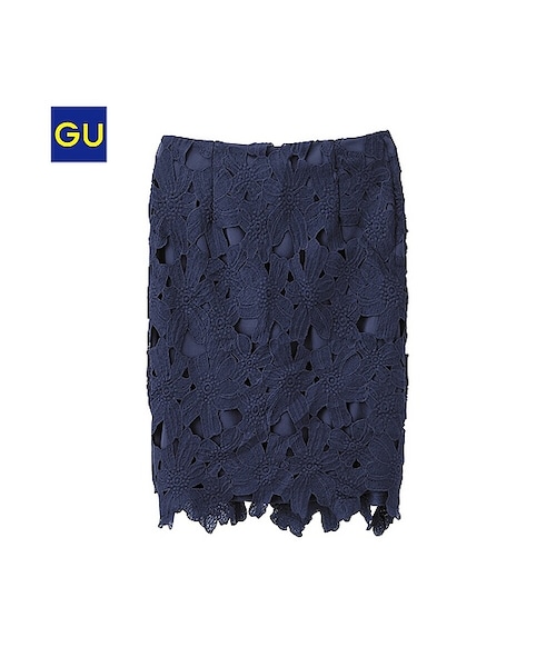 GU（ジーユー）の「（GU）レースタイトスカートＡ（WOMEN ⁄ スカート・レディース・OFF WHITE/NAVY・L/S/M/XL）」の2枚目の写真