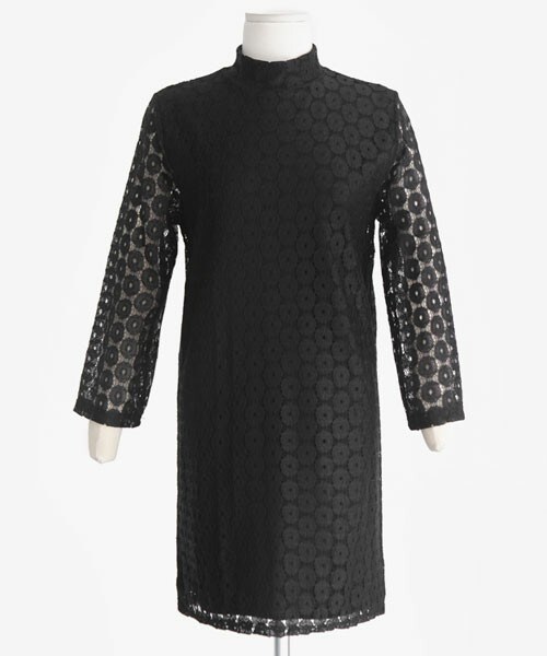 DHOLIC(ディーホリック)の「ユニーク柄透けスリーブワンピース(ワンピース・レディース・ブラック/ホワイト・FREE)」の1枚目の写真