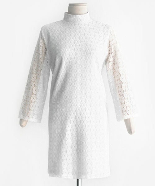 DHOLIC(ディーホリック)の「ユニーク柄透けスリーブワンピース(ワンピース・レディース・ブラック/ホワイト・FREE)」の2枚目の写真