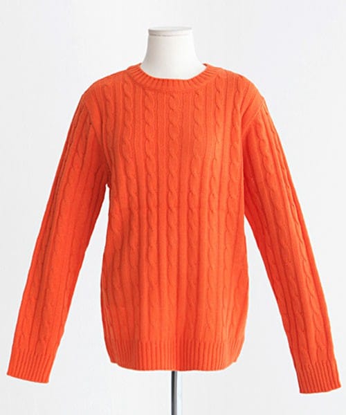 DHOLIC（ディーホリック）の「ビビットカラースプリングケーブルニット（ニット/セーター・レディース・グリーン/オレンジ/グレー/ダークグレー/ネイビー/ブラック/ブルー/ベージュ/ホワイトアイボリー/マスタード/レッド・M/L）」の11枚目の写真
