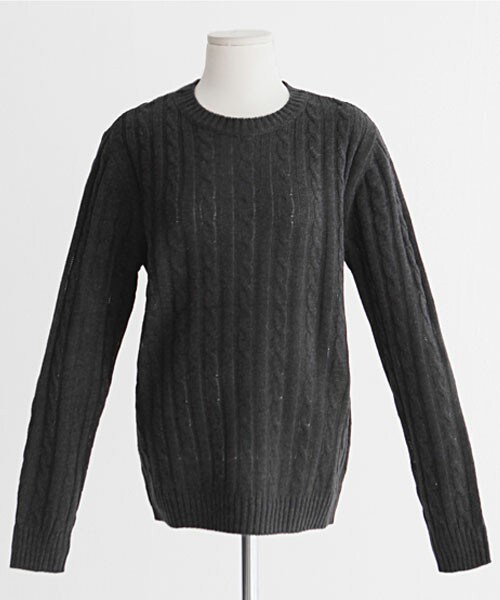 DHOLIC（ディーホリック）の「ビビットカラースプリングケーブルニット（ニット/セーター・レディース・グリーン/オレンジ/グレー/ダークグレー/ネイビー/ブラック/ブルー/ベージュ/ホワイトアイボリー/マスタード/レッド・M/L）」の5枚目の写真