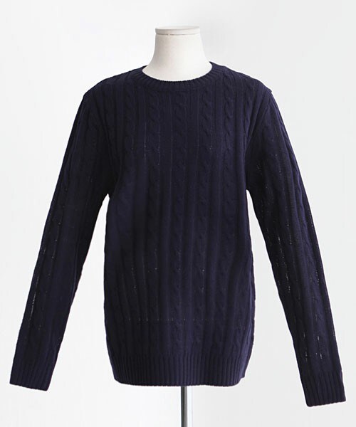 DHOLIC（ディーホリック）の「ビビットカラースプリングケーブルニット（ニット/セーター・レディース・グリーン/オレンジ/グレー/ダークグレー/ネイビー/ブラック/ブルー/ベージュ/ホワイトアイボリー/マスタード/レッド・M/L）」の7枚目の写真