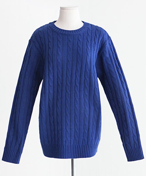 DHOLIC（ディーホリック）の「ビビットカラースプリングケーブルニット（ニット/セーター・レディース・グリーン/オレンジ/グレー/ダークグレー/ネイビー/ブラック/ブルー/ベージュ/ホワイトアイボリー/マスタード/レッド・M/L）」の8枚目の写真