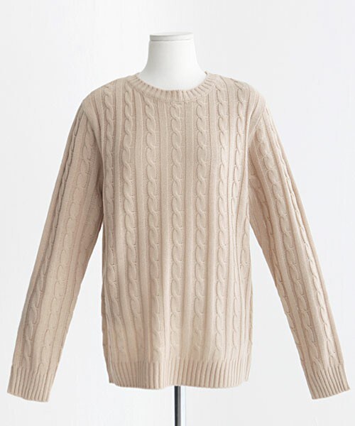 DHOLIC（ディーホリック）の「ビビットカラースプリングケーブルニット（ニット/セーター・レディース・グリーン/オレンジ/グレー/ダークグレー/ネイビー/ブラック/ブルー/ベージュ/ホワイトアイボリー/マスタード/レッド・M/L）」の6枚目の写真