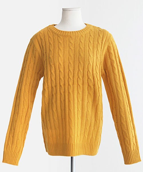 DHOLIC（ディーホリック）の「ビビットカラースプリングケーブルニット（ニット/セーター・レディース・グリーン/オレンジ/グレー/ダークグレー/ネイビー/ブラック/ブルー/ベージュ/ホワイトアイボリー/マスタード/レッド・M/L）」の9枚目の写真