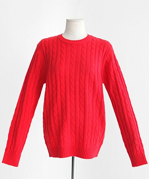 DHOLIC（ディーホリック）の「ビビットカラースプリングケーブルニット（ニット/セーター・レディース・グリーン/オレンジ/グレー/ダークグレー/ネイビー/ブラック/ブルー/ベージュ/ホワイトアイボリー/マスタード/レッド・M/L）」の10枚目の写真