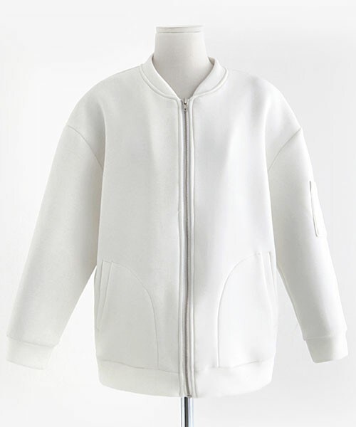 DHOLIC(ディーホリック)の「ボンディングジップアップジャンパー(ブルゾン・レディース・アイボリー/グレー・FREE)」の1枚目の写真