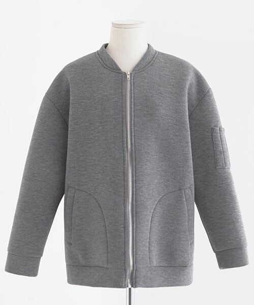 DHOLIC(ディーホリック)の「ボンディングジップアップジャンパー(ブルゾン・レディース・アイボリー/グレー・FREE)」の2枚目の写真