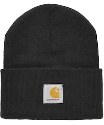 Carhartt | Carhartt. 100% acrylic. machine washable. Classic black beanie with logo patch on front(帽子)