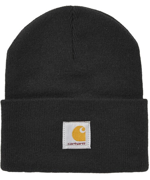 Carhartt(カーハート)の「Carhartt. 100% acrylic. machine washable. Classic black beanie with logo patch on front(帽子・レディース・BLACK・ONE)」の1枚目の写真