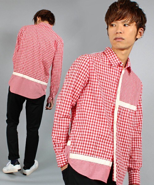 UNION STATION（ユニオンステーション）の「UNION STATION　Collective SHIRT/クレイジーギンガムチェックシャツ（シャツ/ブラウス・メンズ・ブラック/ブルー/レッド・MEDIUM/LARGE）」の3枚目の写真