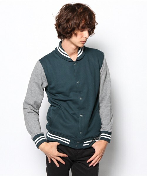 UNION STATION(ユニオンステーション)の「ジャージースタジアムブルゾン(スタジャン・メンズ・ブラック/グリーン/ネイビー/ワイン・MEDIUM/LARGE/LL)」の1枚目の写真