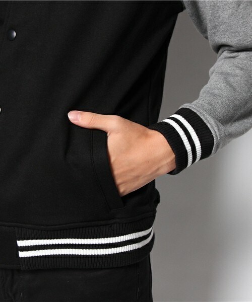 UNION STATION(ユニオンステーション)の「ジャージースタジアムブルゾン(スタジャン・メンズ・ブラック/グリーン/ネイビー/ワイン・MEDIUM/LARGE/LL)」の10枚目の写真