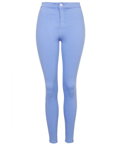 TOPSHOP(トップショップ)の「Moto super high-waisted spray-on skinny jeans with back pockets and authentic trims. 68% cotton, 29% polyester, 3% elastane. machine wash.(デニムパンツ・レディース・SKY BLUE・W3032/W2634/W2630/W2830/W2834/W2832/W3430/W3232/W3030/W2632/W3230/W2434/W2530/W3432/W3234/W2532/W3434/W2534/W3034)」の1枚目の写真