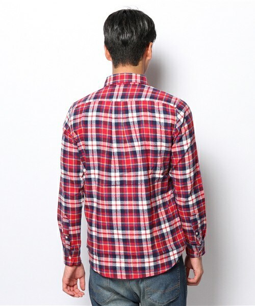 UNION STATION（ユニオンステーション）の「<FINEBOYS11月号 P120掲載  宮城大樹さん着用商品>ネルチェックBDシャツ/マドラス（シャツ/ブラウス・メンズ・ブルー/パープル/レッド・MEDIUM/LARGE/LL）」の6枚目の写真