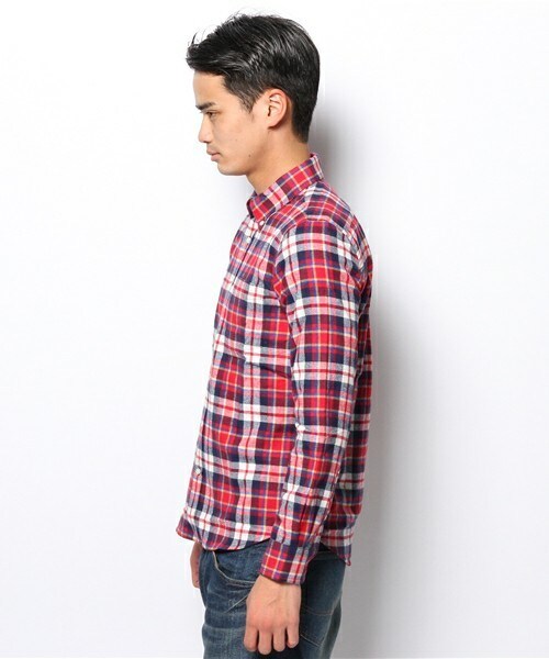 UNION STATION（ユニオンステーション）の「<FINEBOYS11月号 P120掲載  宮城大樹さん着用商品>ネルチェックBDシャツ/マドラス（シャツ/ブラウス・メンズ・ブルー/パープル/レッド・MEDIUM/LARGE/LL）」の5枚目の写真