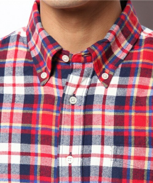 UNION STATION（ユニオンステーション）の「<FINEBOYS11月号 P120掲載  宮城大樹さん着用商品>ネルチェックBDシャツ/マドラス（シャツ/ブラウス・メンズ・ブルー/パープル/レッド・MEDIUM/LARGE/LL）」の7枚目の写真