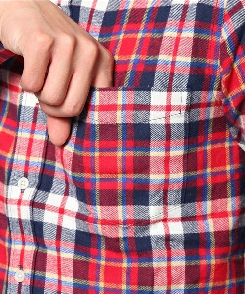 UNION STATION（ユニオンステーション）の「<FINEBOYS11月号 P120掲載  宮城大樹さん着用商品>ネルチェックBDシャツ/マドラス（シャツ/ブラウス・メンズ・ブルー/パープル/レッド・MEDIUM/LARGE/LL）」の9枚目の写真