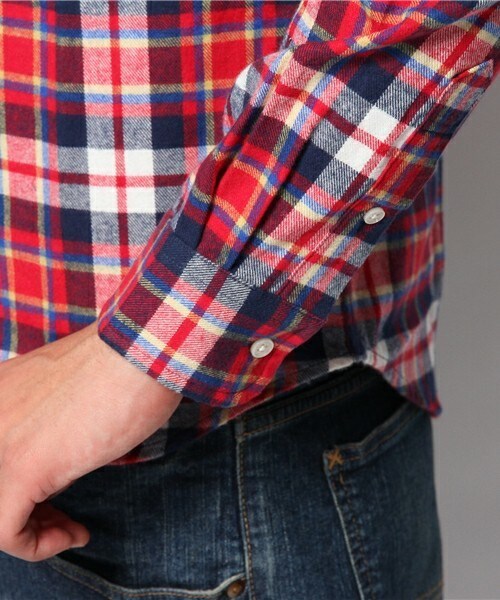 UNION STATION（ユニオンステーション）の「<FINEBOYS11月号 P120掲載  宮城大樹さん着用商品>ネルチェックBDシャツ/マドラス（シャツ/ブラウス・メンズ・ブルー/パープル/レッド・MEDIUM/LARGE/LL）」の8枚目の写真