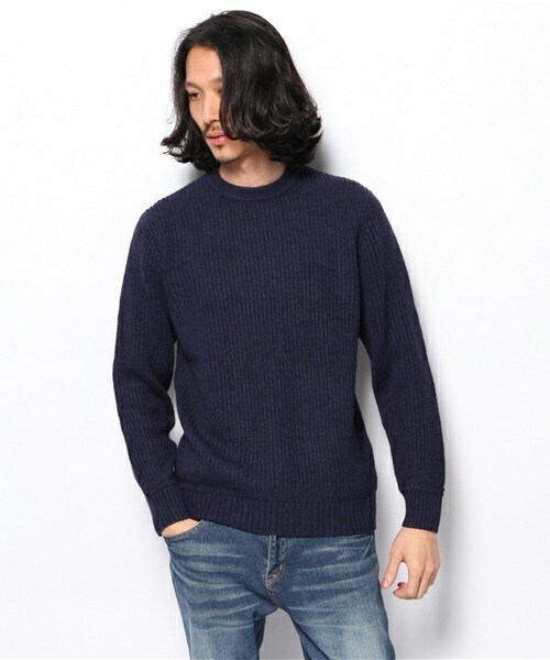 MEN'S BIGI（メンズビギ）の「【ゲイナー1月号掲載商品】 プルオーバーセーター/リブアクセント（ニット/セーター・メンズ・オフホワイト/グレー/ブルー・SMALL/MEDIUM/LARGE/LL）」の3枚目の写真