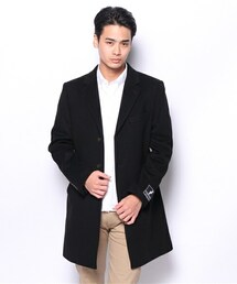 BOSS ダークネイビー チェスターコート 3つボタン ヒューゴ・ボス(HUGOBOSS) コート メンズチェスターコート