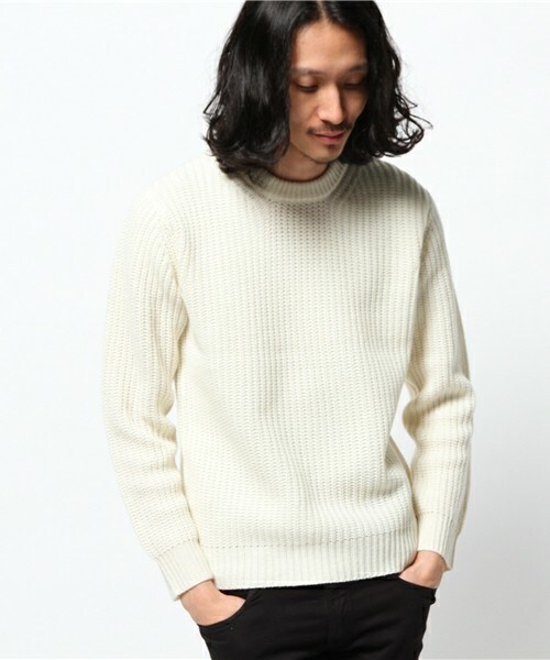 MEN'S BIGI（メンズビギ）の「畦編みクルーネックセーター(プルオーバー)（ニット/セーター・メンズ・オフホワイト/ブラック/グレー/ネイビー/ボルドー・SMALL/MEDIUM/LARGE/LL）」の2枚目の写真