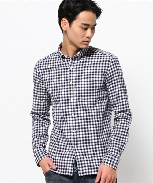 MEN'S BIGI（メンズビギ）の「モノトーン起毛ギンガムBDシャツ / raised fabric （シャツ/ブラウス・メンズ・ブラック/ネイビー・SMALL/MEDIUM/LARGE/LL）」の2枚目の写真