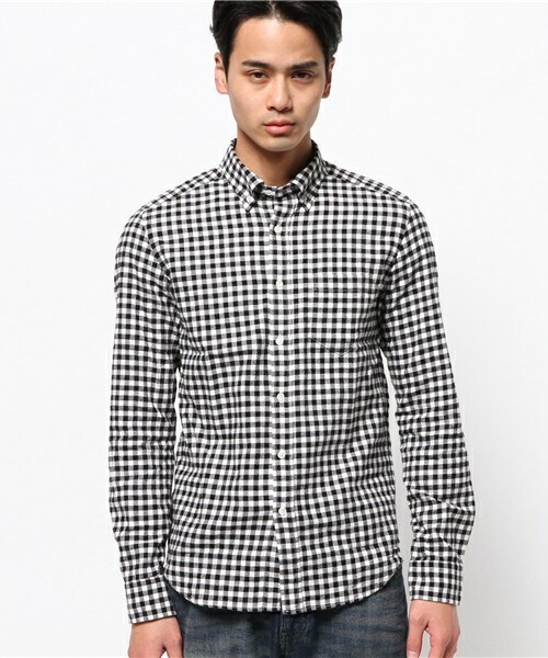MEN'S BIGI（メンズビギ）の「モノトーン起毛ギンガムBDシャツ / raised fabric （シャツ/ブラウス・メンズ・ブラック/ネイビー・SMALL/MEDIUM/LARGE/LL）」の3枚目の写真