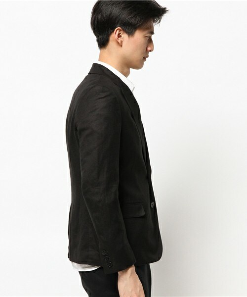 UNION STATION（ユニオンステーション）の「麻レーヨン/シングルアンコンジャケット（テーラードジャケット・メンズ・ブラック/ブルー/ネイビー・SMALL/MEDIUM/LARGE/LL）」の5枚目の写真