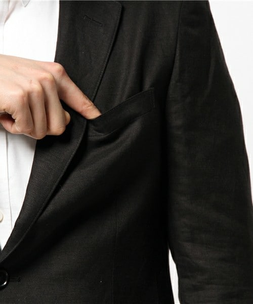 UNION STATION（ユニオンステーション）の「麻レーヨン/シングルアンコンジャケット（テーラードジャケット・メンズ・ブラック/ブルー/ネイビー・SMALL/MEDIUM/LARGE/LL）」の11枚目の写真