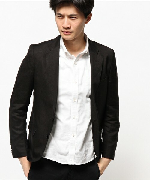 UNION STATION（ユニオンステーション）の「麻レーヨン/シングルアンコンジャケット（テーラードジャケット・メンズ・ブラック/ブルー/ネイビー・SMALL/MEDIUM/LARGE/LL）」の7枚目の写真