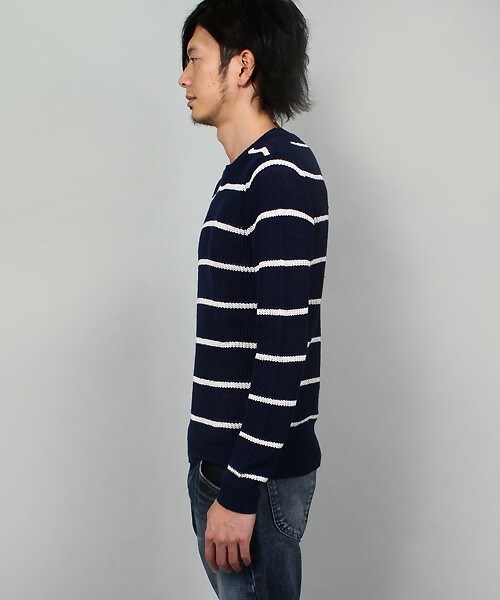MEN'S BIGI（メンズビギ）の「【山本裕典さん着用 smart(スマート)5月号 P41掲載商品】フレンチリネンセーター（ニット/セーター・メンズ・オフホワイト/ネイビー/ブルー系その他/ブラック・SMALL/MEDIUM/LARGE/LL）」の6枚目の写真