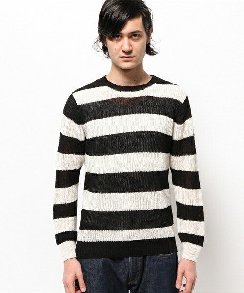 MEN'S BIGI（メンズビギ）の「【山本裕典さん着用 smart(スマート)5月号 P41掲載商品】フレンチリネンセーター（ニット/セーター・メンズ・オフホワイト/ネイビー/ブルー系その他/ブラック・SMALL/MEDIUM/LARGE/LL）」の2枚目の写真