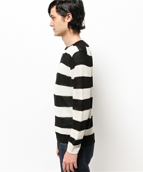 MEN'S BIGI（メンズビギ）の「【山本裕典さん着用 smart(スマート)5月号 P41掲載商品】フレンチリネンセーター（ニット/セーター・メンズ・オフホワイト/ネイビー/ブルー系その他/ブラック・SMALL/MEDIUM/LARGE/LL）」の12枚目の写真