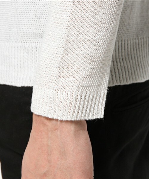 UNION STATION（ユニオンステーション）の「【成宮寛貴さん着用 smart(スマート)6月号 P41掲載商品】 リネンプルオーバーニット（ニット/セーター・メンズ・ホワイト/ブラック/ベージュ/ネイビー・MEDIUM/LARGE/LL）」の9枚目の写真