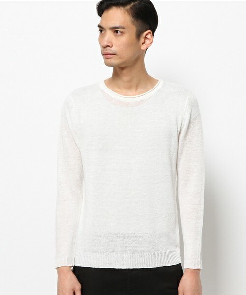 UNION STATION（ユニオンステーション）の「【成宮寛貴さん着用 smart(スマート)6月号 P41掲載商品】 リネンプルオーバーニット（ニット/セーター・メンズ・ホワイト/ブラック/ベージュ/ネイビー・MEDIUM/LARGE/LL）」の5枚目の写真