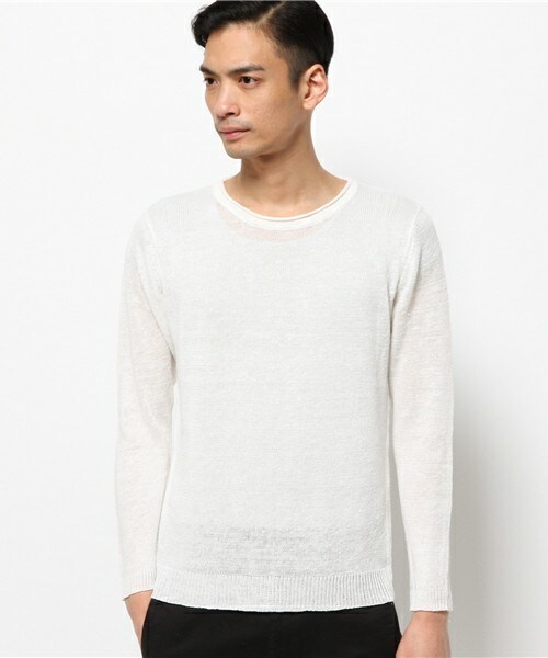 UNION STATION（ユニオンステーション）の「【成宮寛貴さん着用 smart(スマート)6月号 P41掲載商品】 リネンプルオーバーニット（ニット/セーター・メンズ・ホワイト/ブラック/ベージュ/ネイビー・MEDIUM/LARGE/LL）」の12枚目の写真