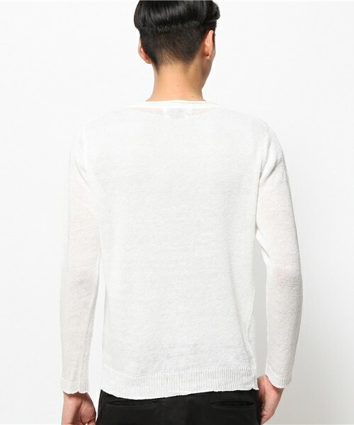 UNION STATION（ユニオンステーション）の「【成宮寛貴さん着用 smart(スマート)6月号 P41掲載商品】 リネンプルオーバーニット（ニット/セーター・メンズ・ホワイト/ブラック/ベージュ/ネイビー・MEDIUM/LARGE/LL）」の7枚目の写真