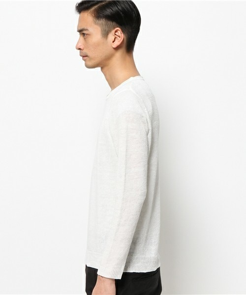 UNION STATION（ユニオンステーション）の「【成宮寛貴さん着用 smart(スマート)6月号 P41掲載商品】 リネンプルオーバーニット（ニット/セーター・メンズ・ホワイト/ブラック/ベージュ/ネイビー・MEDIUM/LARGE/LL）」の6枚目の写真