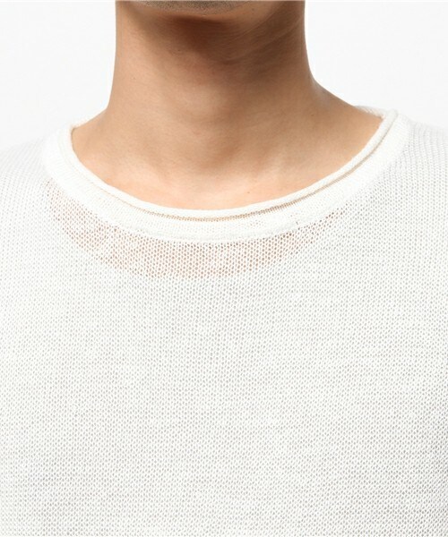 UNION STATION（ユニオンステーション）の「【成宮寛貴さん着用 smart(スマート)6月号 P41掲載商品】 リネンプルオーバーニット（ニット/セーター・メンズ・ホワイト/ブラック/ベージュ/ネイビー・MEDIUM/LARGE/LL）」の8枚目の写真