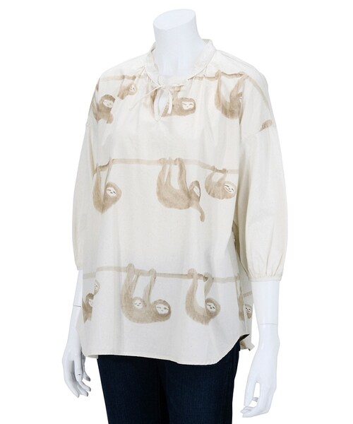 Ne-net（ネネット）の「なまけもの / ブラウス（トップス・レディース・beige/light blue/silver gray・02）」の7枚目の写真