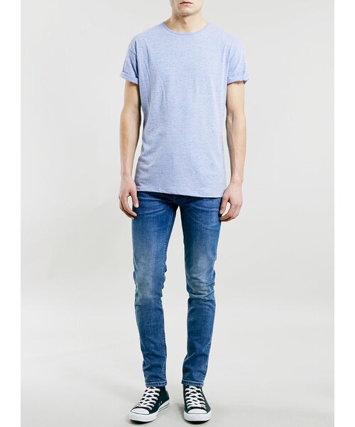 TOPMAN(トップマン)の「Mid Wash Blue Stretch Skinny Jeans(デニムパンツ・メンズ・Blue・36L/28S/30S/32S/34L/32L/30L/34S/36R/34R/32R/28R/30R)」の4枚目の写真