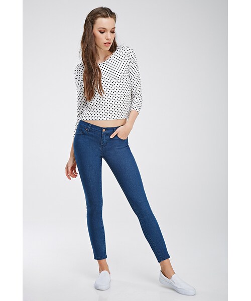 FOREVER 21（フォーエバー トゥエンティーワン）の「FOREVER 21 Tonal-Topstitched Skinny Jeans（デニムパンツ・レディース・Denim・27/31/29/28/30/24/26）」の5枚目の写真