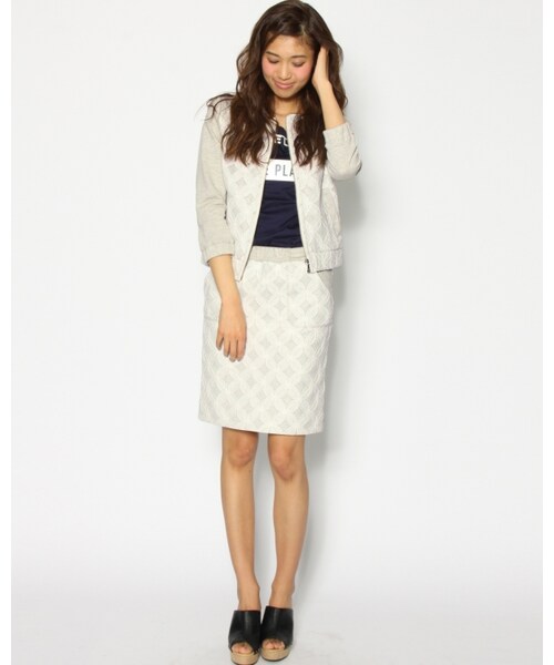 VICKY（ビッキー）の「レースボンディングインレーブルゾン（ジャケット/アウター・レディース・オフホワイト/ネイビー/イエロー・S/M）」の9枚目の写真